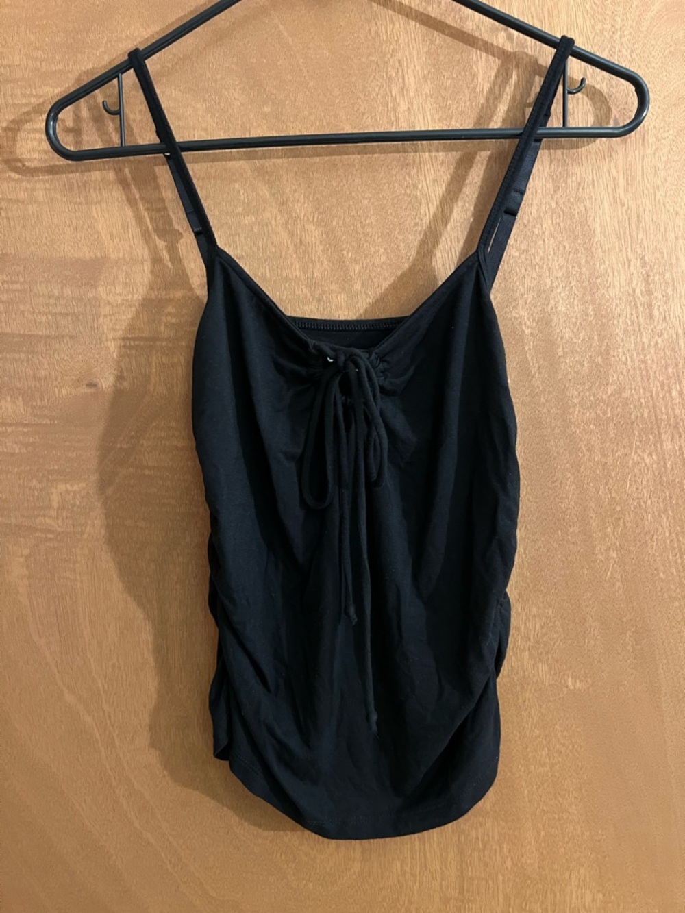 Old Navy Black Tie-Front Spaghetti Strap Tank Top